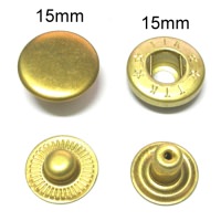 工廠直接供應 15MM 金屬彈簧押扣, 服裝五金配件, 按扣, 銅鐵不銹鋼材質皆有