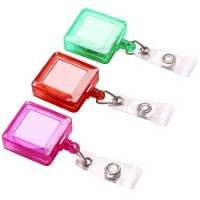 方形易拉扣, 方形伸縮扣, Square Retractable ID Holder, Badge Reel With Adjustable Strap, Secure Back Clip